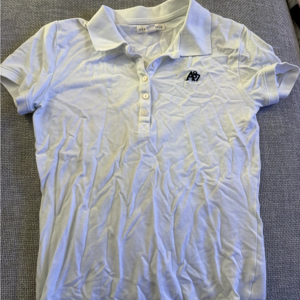 Aeropostale Petite White Polo Shirt